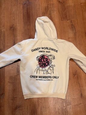 Dandy Worldwide "Need Space" Cream Graphic Hoodie - Crew Members Only